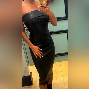 Practically BRANDNEW  x Small A faux leather midi strapless dress-